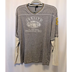 Joe Boxer S Varsity Gray brown & white long sleeve graphic Shirt football